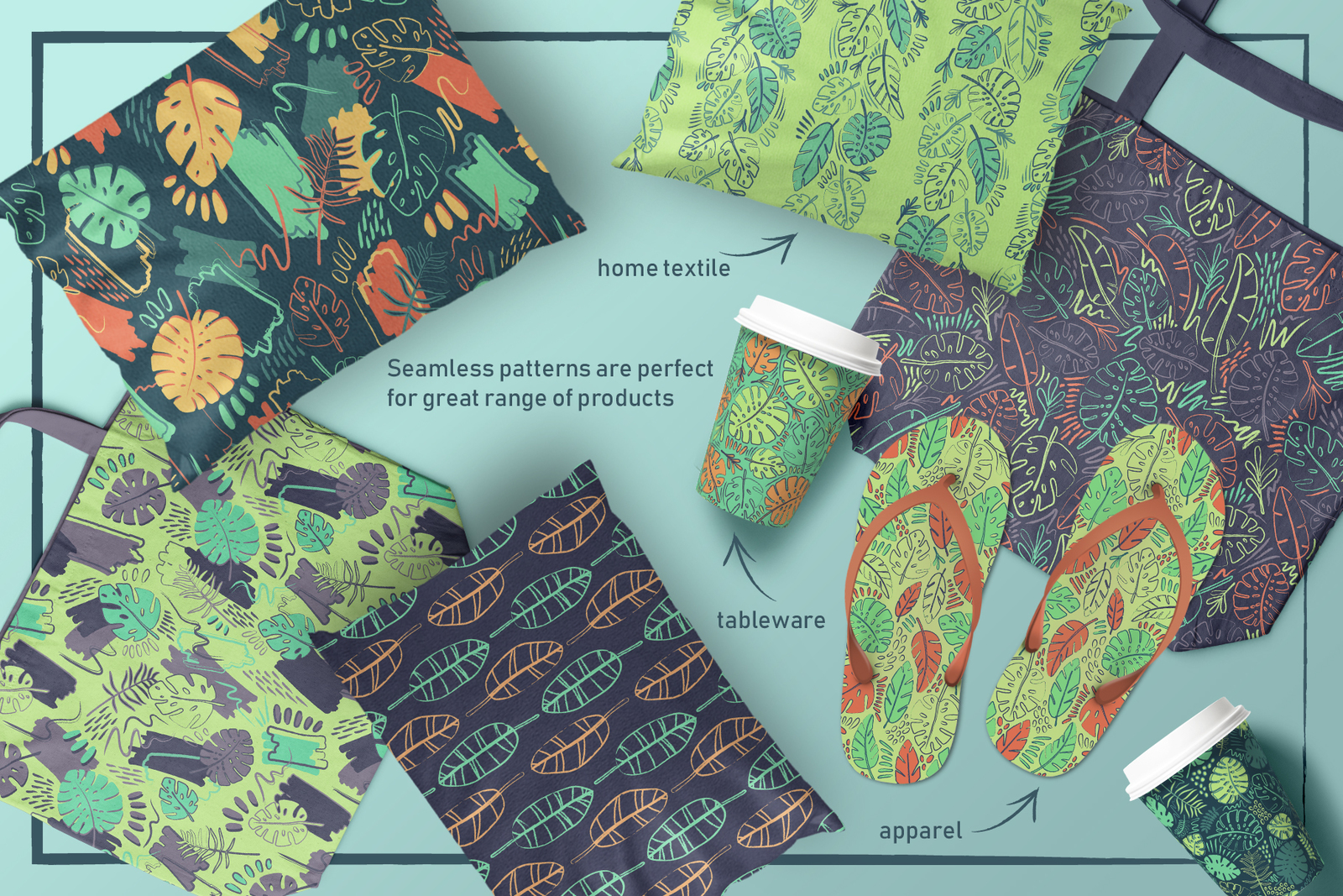 Crazy Tropics. 12 Patterns Set