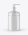 Glossy Cosmetic Bottle with Pump Mockup