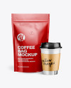 Glossy Pouch w/ Coffee Cup Mockup