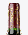 Green Glass Red Wine Bottle with Golden Wire Mockup