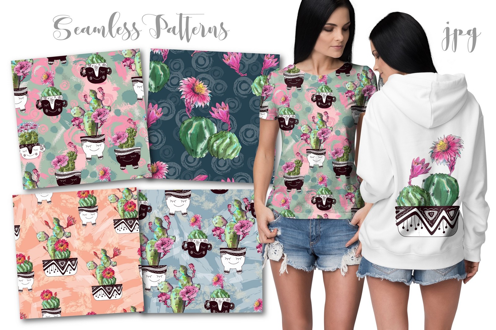 Watercolor Cactus Creator + Pattern Watercolor Cactus Creator + Pattern