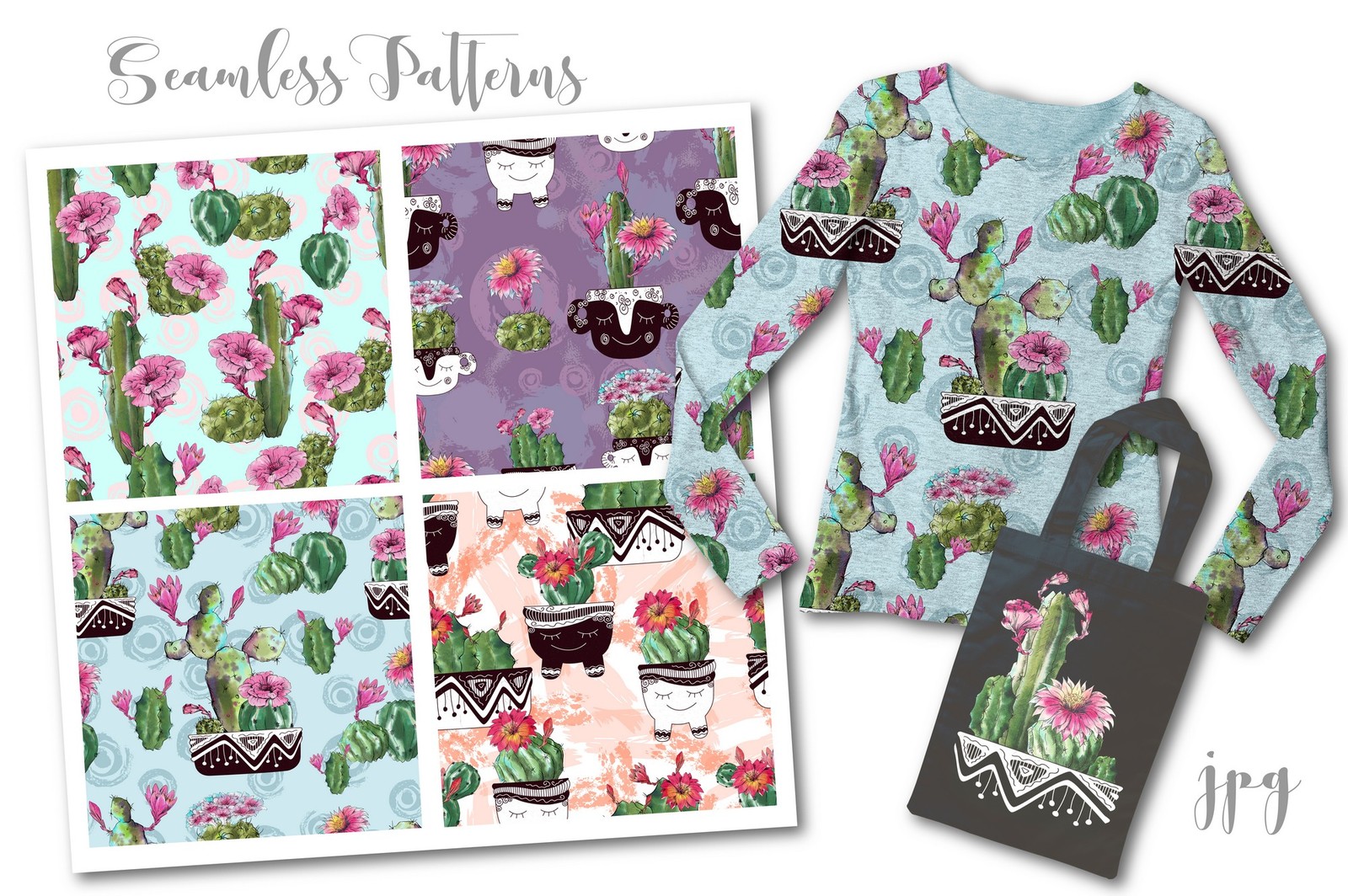 Watercolor Cactus Creator + Pattern