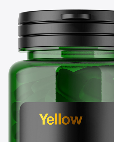 Green Pills Bottle Mockup