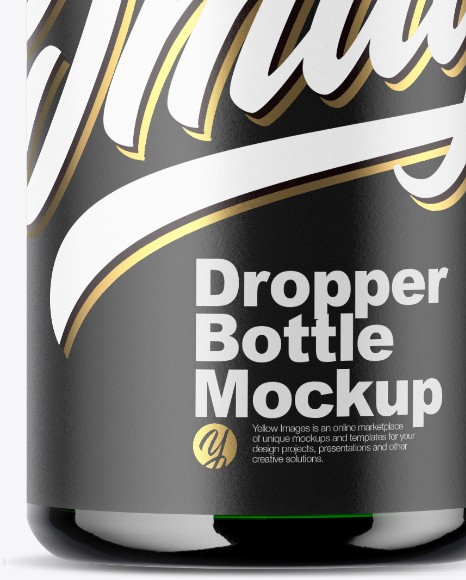 Green Glass Dropper Bottle Mockup