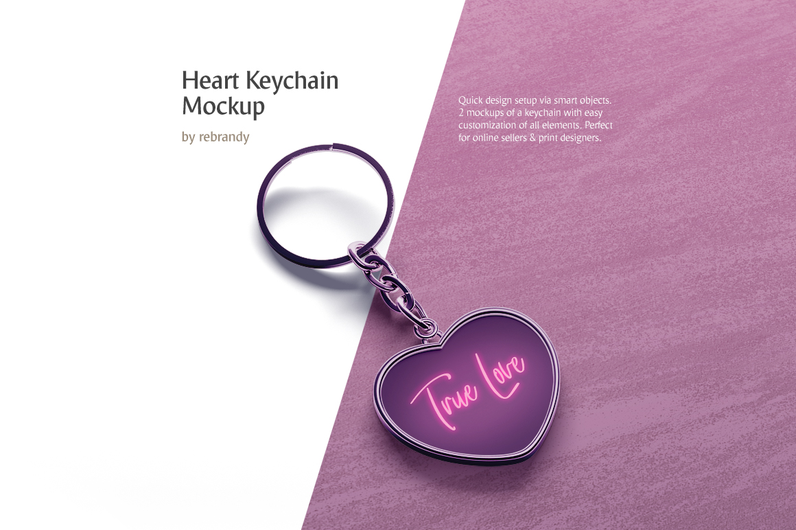 Heart Keychain Mockup