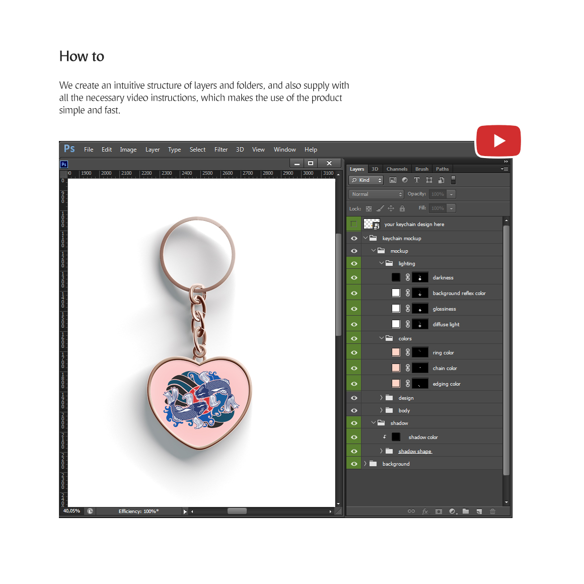 Heart Keychain Mockup