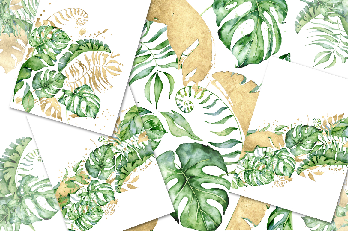 22 Tropical Arrangements watercolor jungle clipart