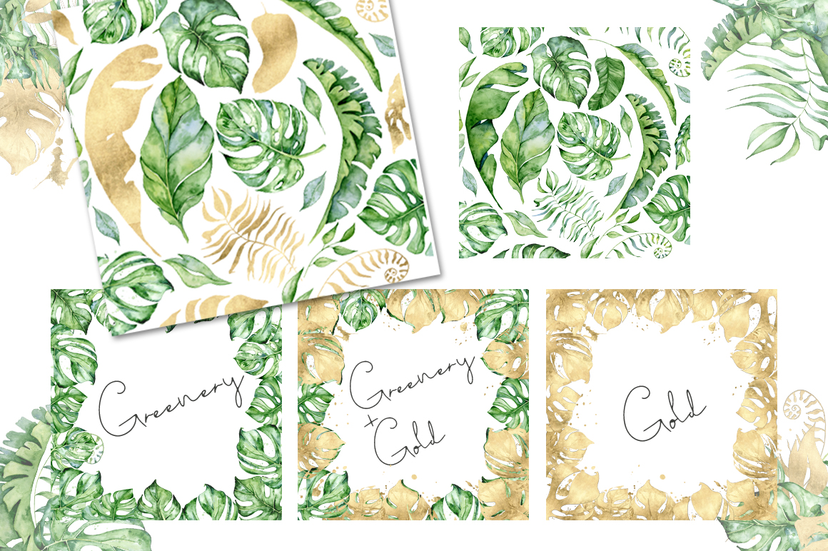 22 Tropical Arrangements watercolor jungle clipart