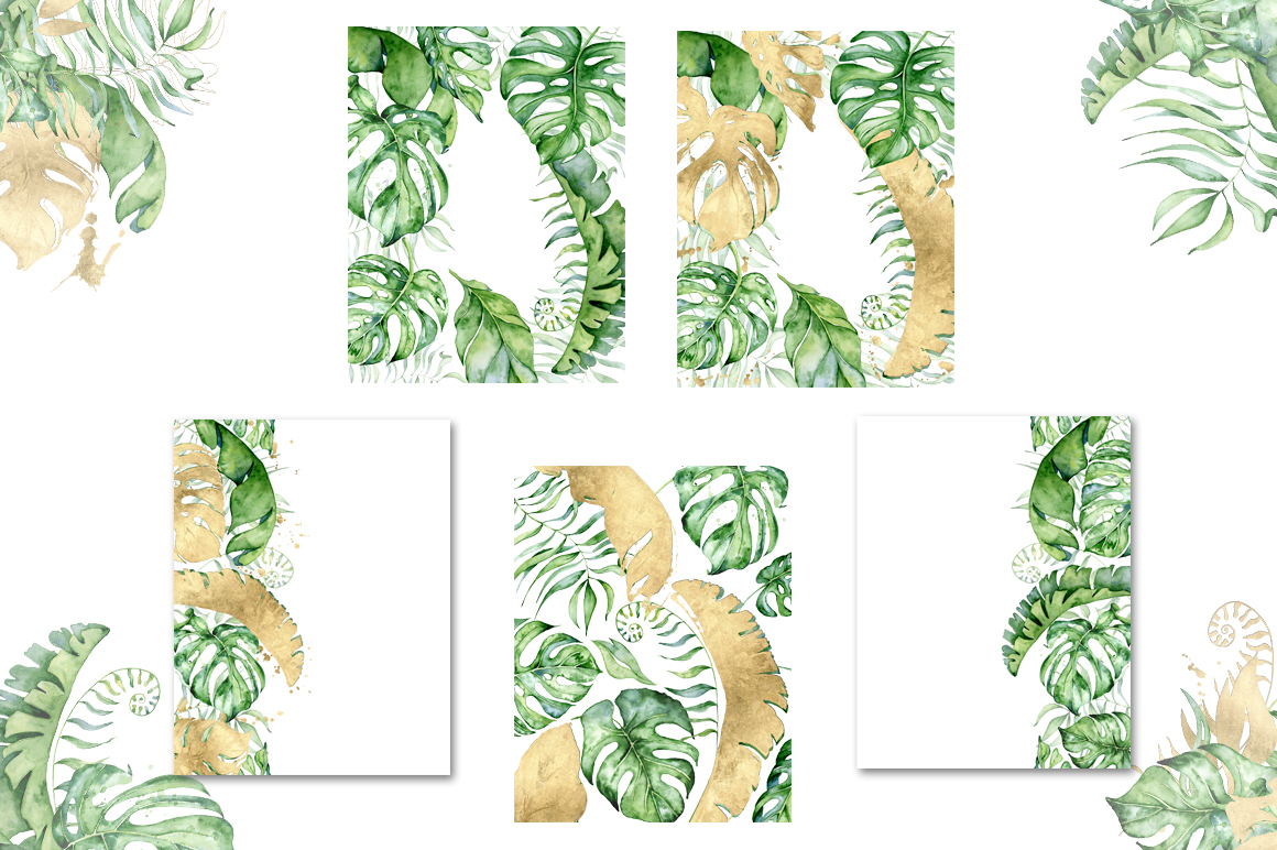 22 Tropical Arrangements watercolor jungle clipart