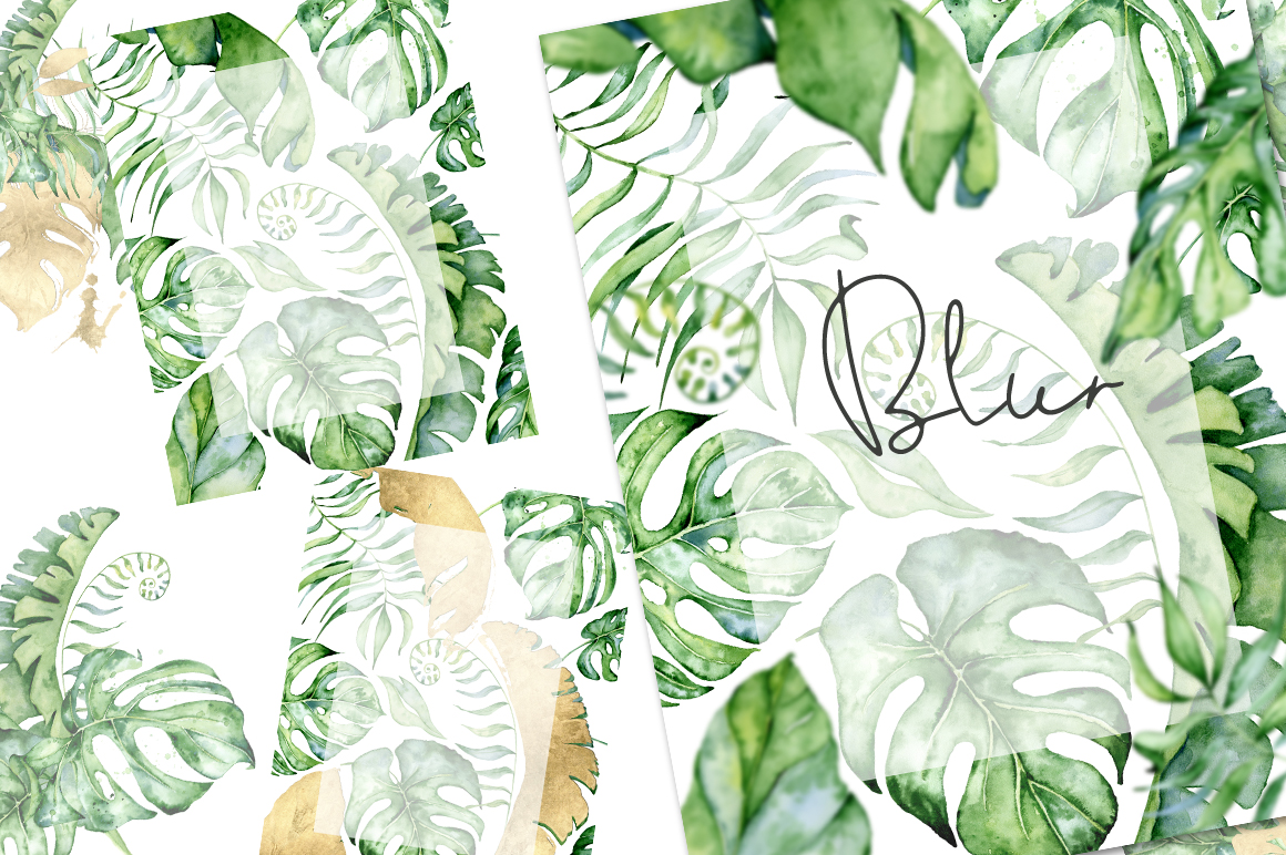 22 Tropical Arrangements watercolor jungle clipart