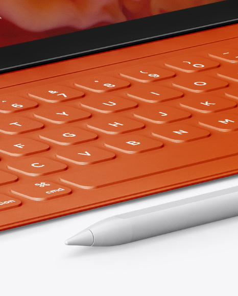 Ipad Pro with Pencil, Keyboard &amp; Iphone Mockup