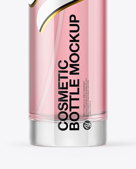 Clear Cosmetic Bottle with Pump Mockup Clear Cosmetic Bottle with Pump Mockup