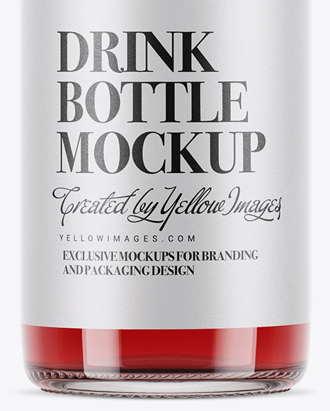 Clear Glass Red Drink Bottle Mockup