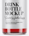 Clear Glass Red Drink Bottle Mockup