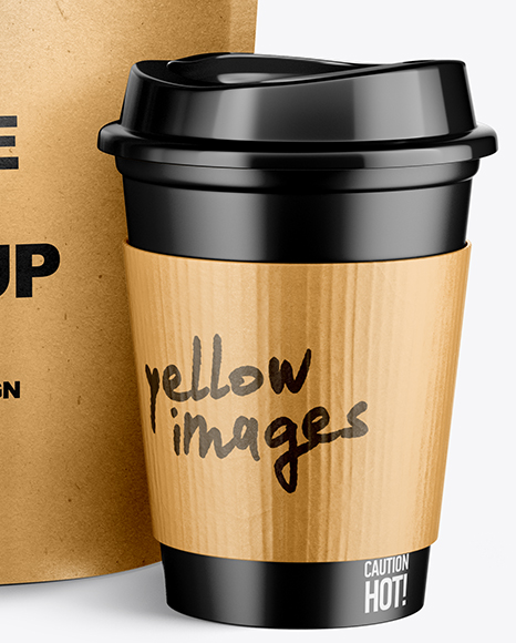 Kraft Pouch w/ Coffee Cup Mockup