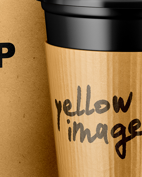 Kraft Pouch w/ Coffee Cup Mockup