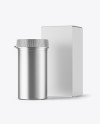 Metallic Pills Bottle with Box Mockup Metallic Pills Bottle with Box Mockup