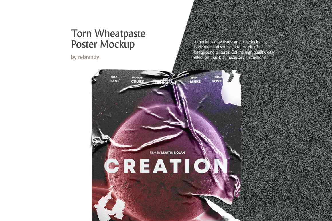 Torn Wheatpaste Poster Mockup Torn Wheatpaste Poster Mockup