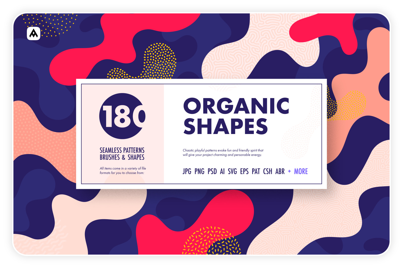 Organic shapes bundle – 180 seamless textures, brushes &amp; design elements