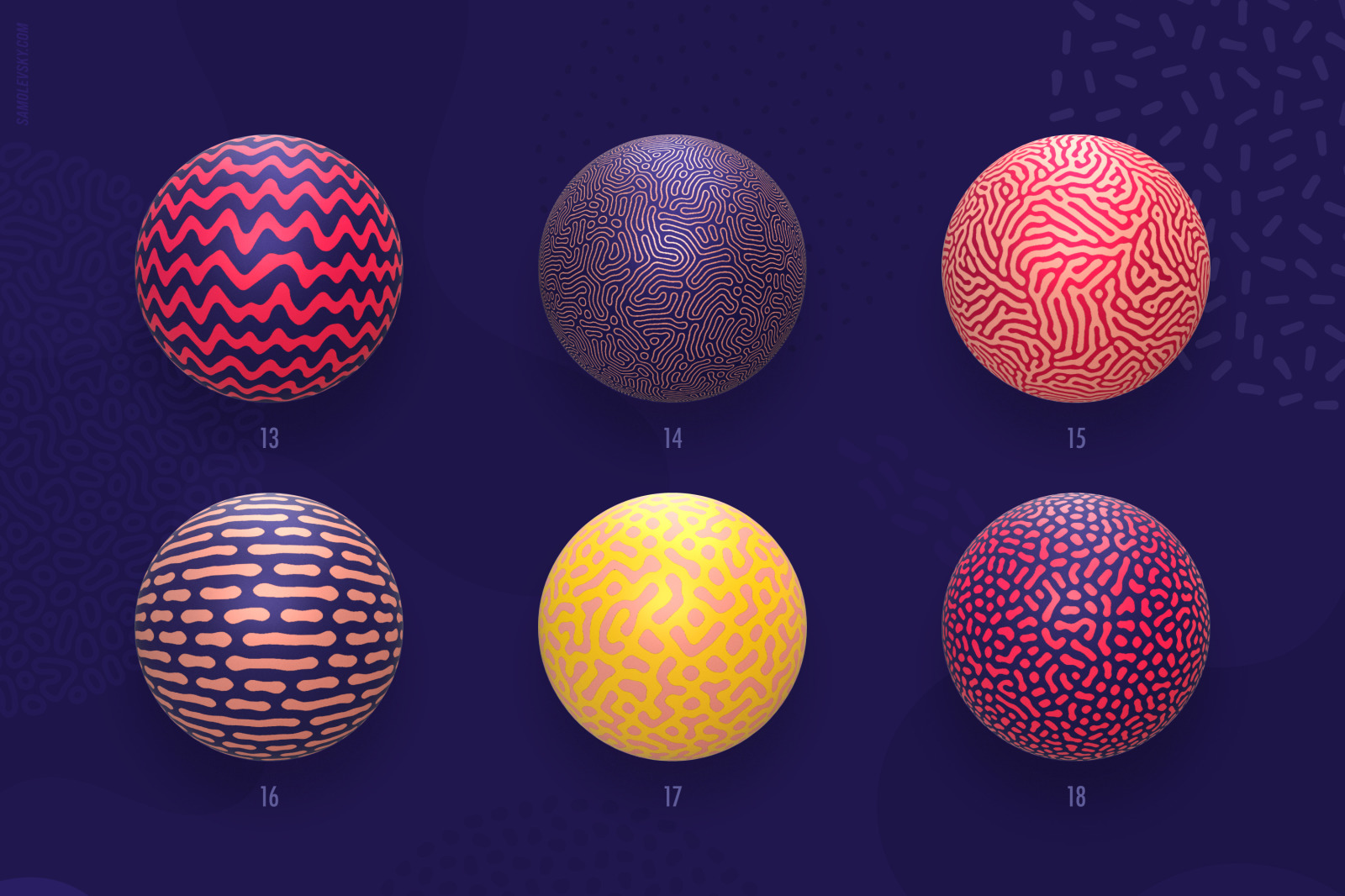 Organic shapes bundle – 180 seamless textures, brushes &amp; design elements