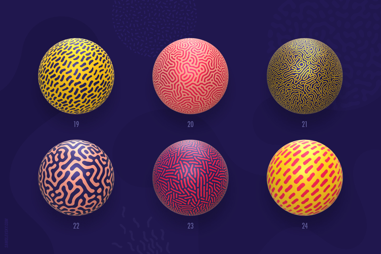 Organic shapes bundle – 180 seamless textures, brushes &amp; design elements