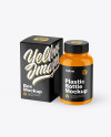 Glossy Pills Bottle with Box Mockup