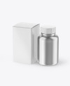 Metallic Pills Bottle with Box Mockup