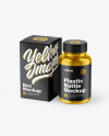 Metallic Pills Bottle with Box Mockup