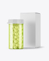 Clear Pills Bottle with Box Mockup