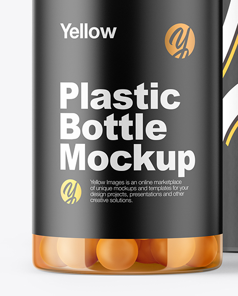 Clear Pills Bottle with Box Mockup