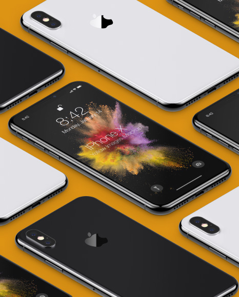 Isometric Apple iPhone X Mockup