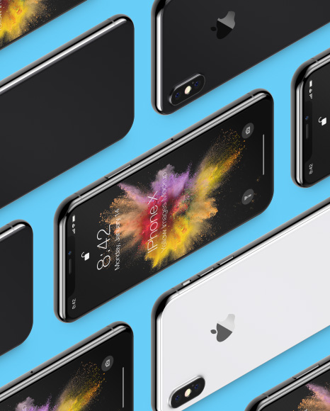 Isometric Apple iPhone X Mockup