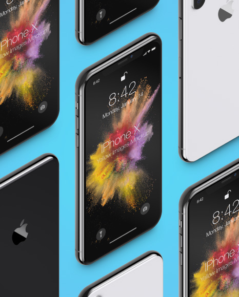 Isometric Apple iPhone X Mockup