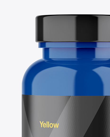 Glossy Plastic Pills Bottle Mockup - Front View