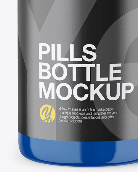 Glossy Plastic Pills Bottle Mockup - Front View