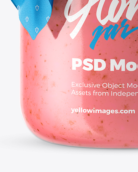 Creamed Honey Glass Jar w/ Fabric Cap Mockup
