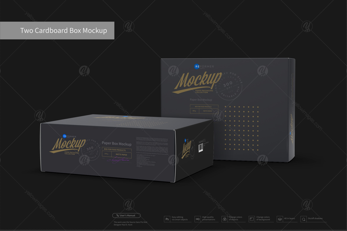 Two Cardboard Box Mockup Two Cardboard Box Mockup