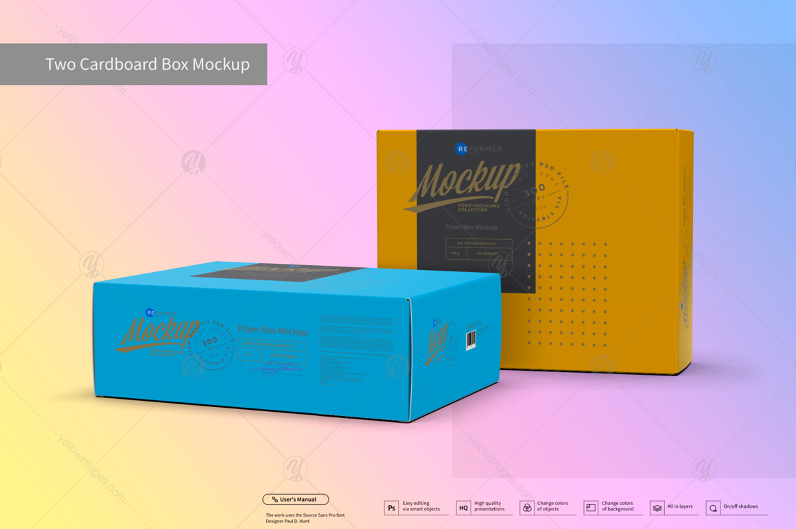 Two Cardboard Box Mockup Two Cardboard Box Mockup
