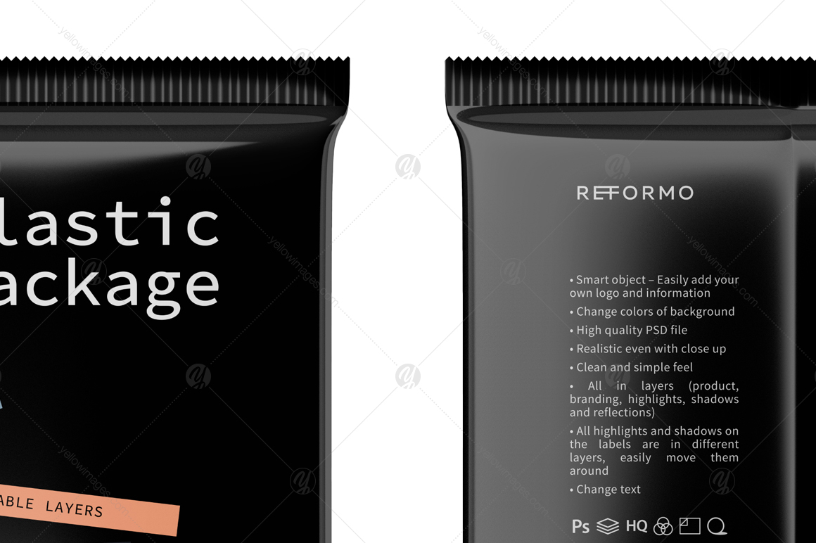 Black Plastic Snack Package Mockup