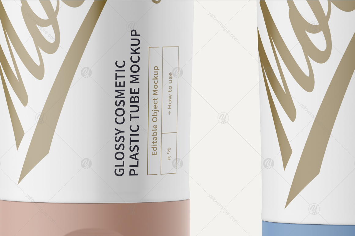 3 Glossy Cosmetic Plastic Tube Mockup 3 Glossy Cosmetic Plastic Tube Mockup