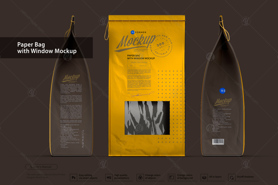 Paper Bag with Window Mockup