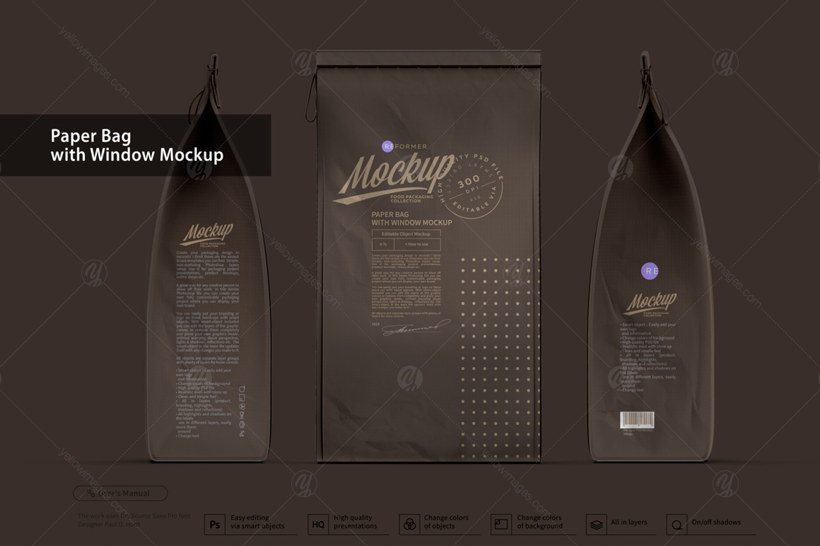 Paper Bag with Window Mockup