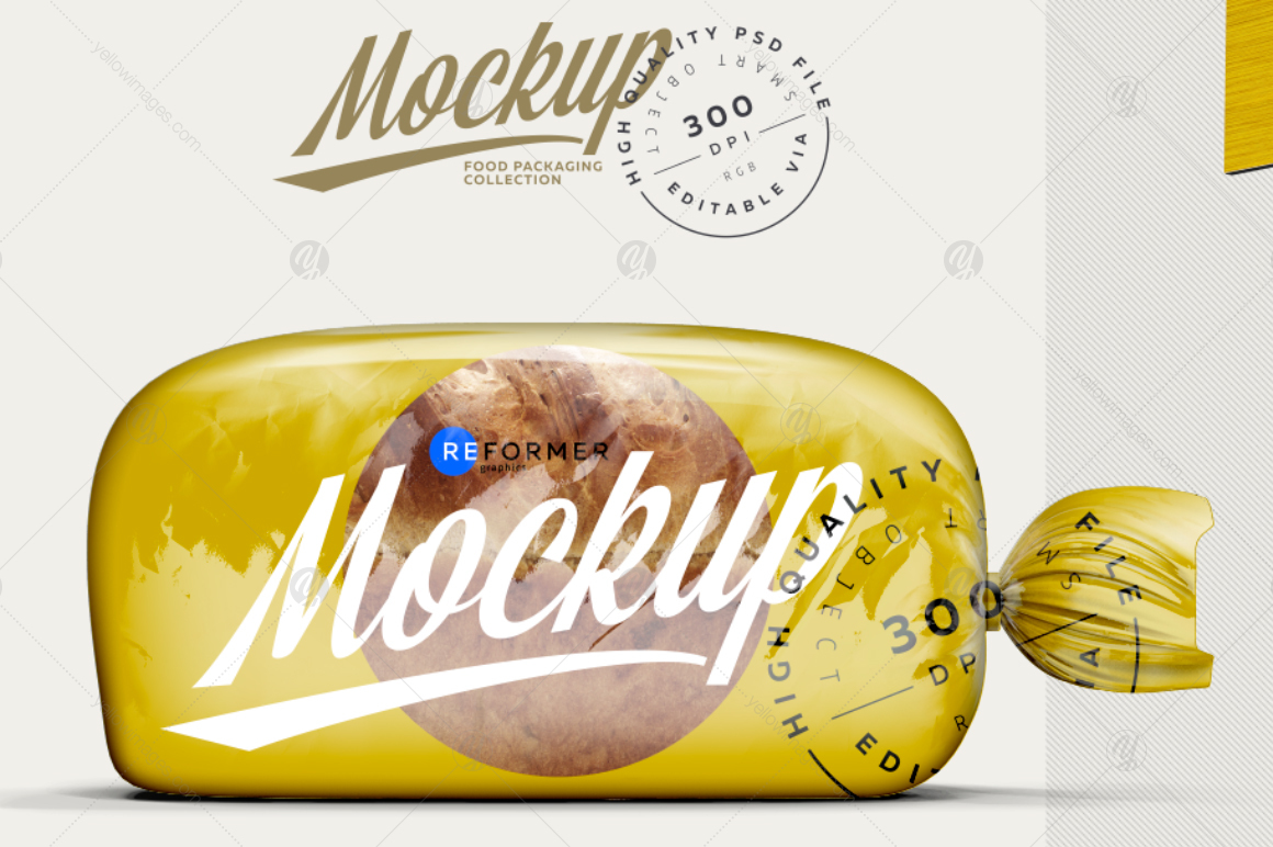 Glossy Transparent Bread Package with Clip Mockup