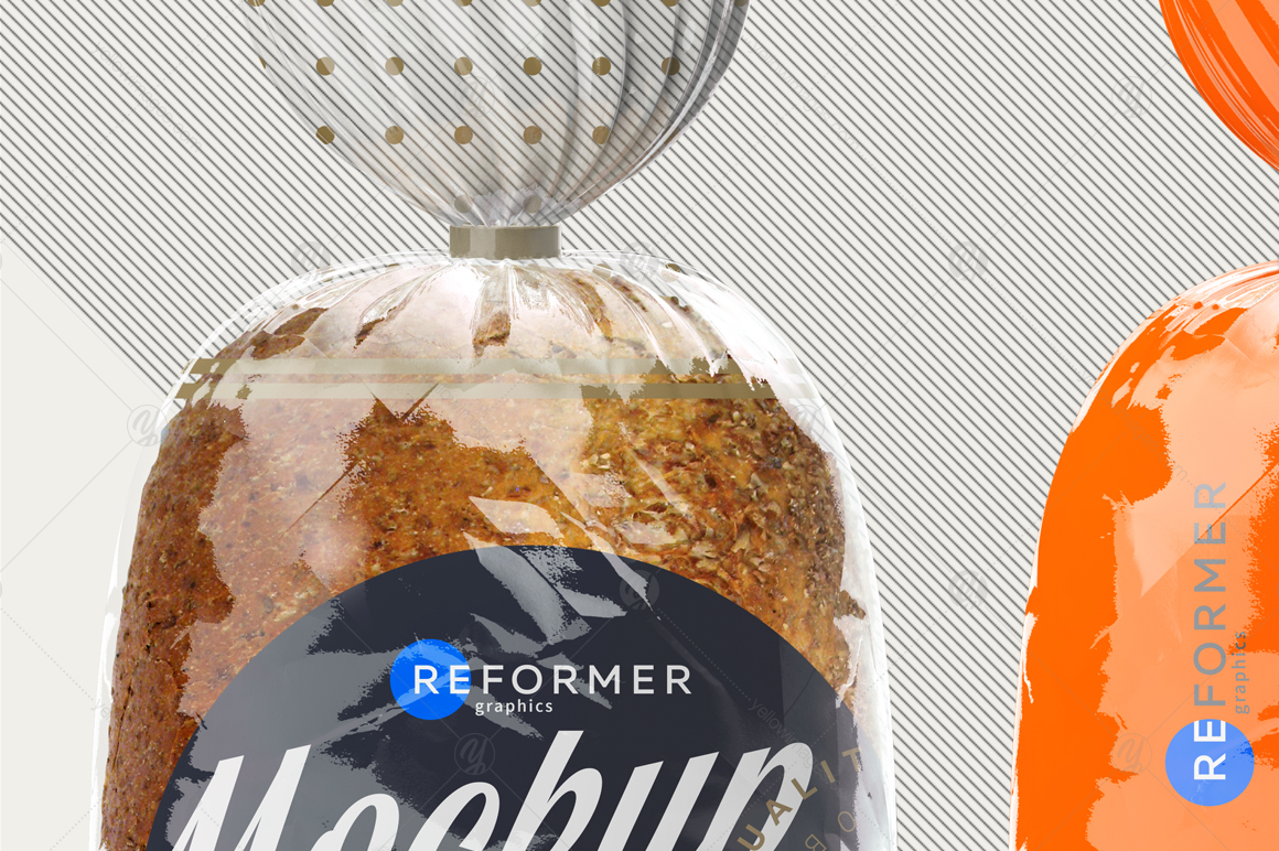 Three Transparent Bread Package with Clip Mockup Three Transparent Bread Package with Clip Mockup