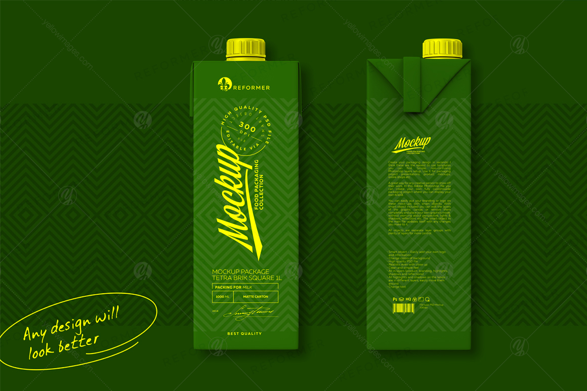 Mockup Poster Package Tetra Brik Square 1L Mockup Poster Package Tetra Brik Square 1L