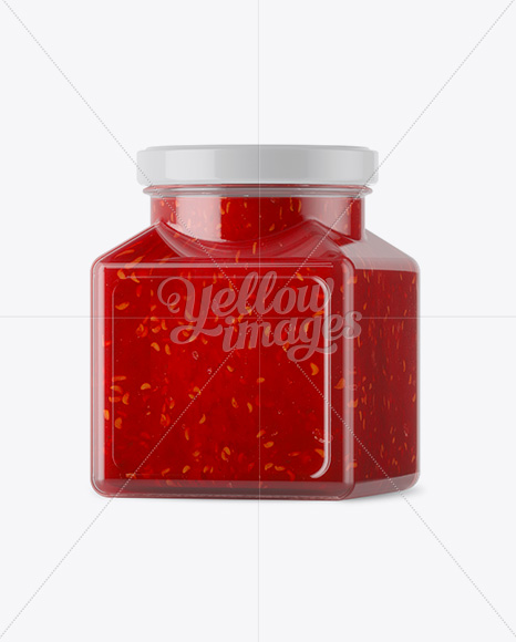Glass Raspberry Jam Jar Mockup Glass Raspberry Jam Jar Mockup