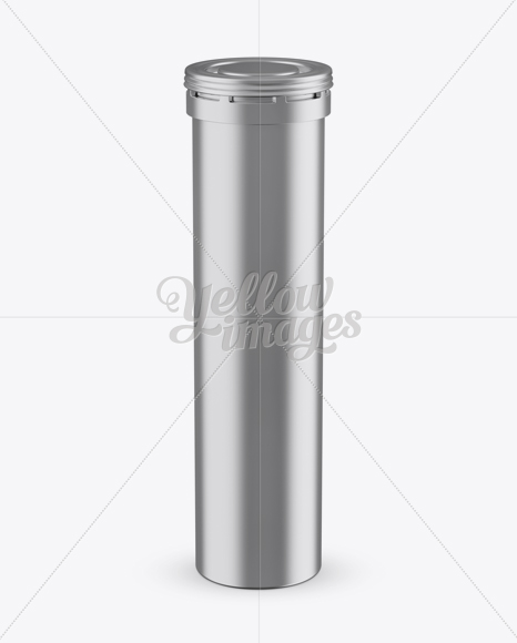 Metallic Effervescent Tablets Tube Mockup - Front View (High-Angle Shot)