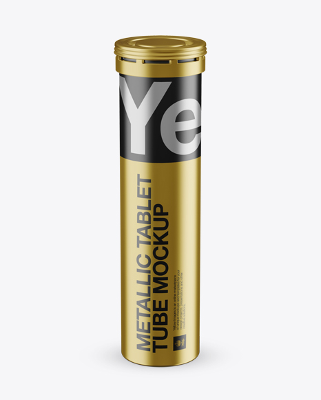 Metallic Effervescent Tablets Tube Mockup - Front View (High-Angle Shot) - Metallic+Effervescent+Tablets+Tube+Mockup+-+Front+View+(High-Angle+Shot)+in+Tube+Mockups+on+...