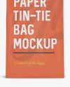 Paper Bag w/ a Metallic Paper Tin-Tie Mockup - Front View