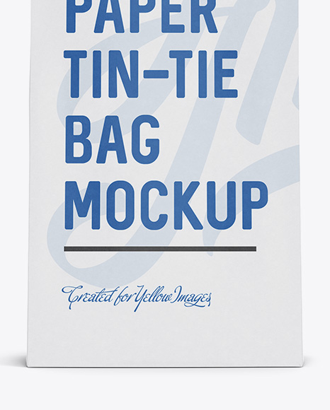 Paper Bag w/ a Paper Tin-Tie Mockup - Front View